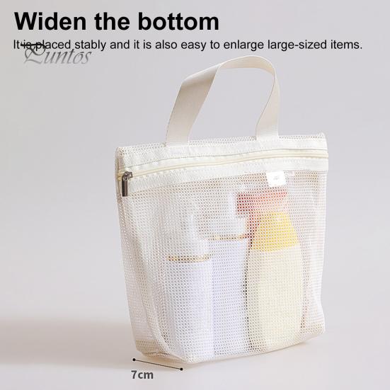 Storage Bag Portable Mesh Shower Caddy Large Capacity Zipper Closure Portable Toiletry Caddy Quick Dry Nylon Shower Bag