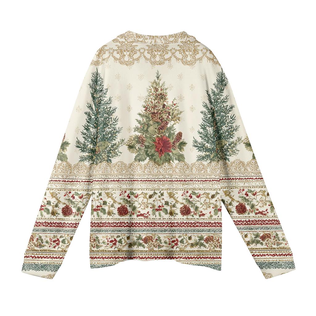 Men's Casual Christmas Print Button Long Sleeve Shirt