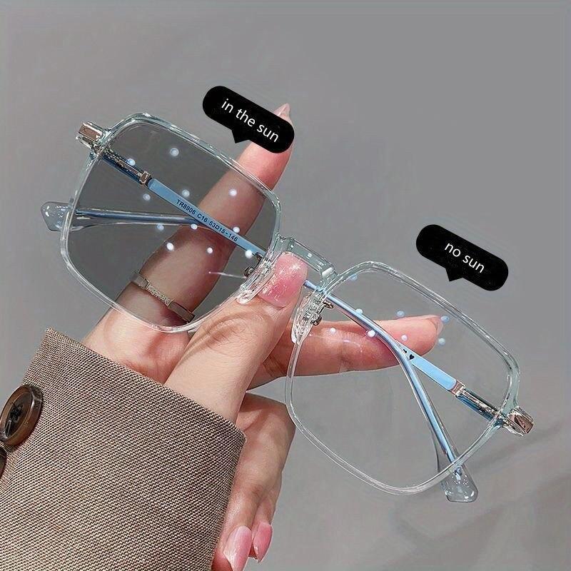 Photochromic Anti Blue Light Reading Glasses Large Square Frame for Women Men Farsighted Presbyopia 0 To +300