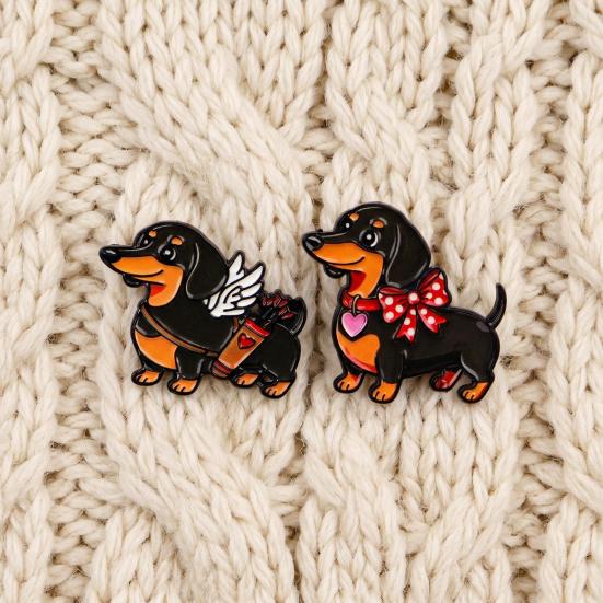 Decorative Brooch Enamel Dachshund Design Zinc Alloy Lapel Pin Sweater Dress Suit Lapel Badge Versatile Outfit