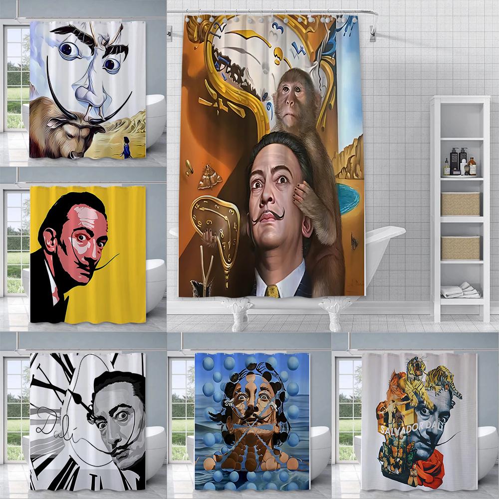 Salvador Dali Contemporary Pop Realism Painting Shower Curtain Waterproof Polyester Fabric Bath Curtains Bathroom Decor Curtain