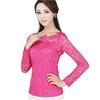 Women's form-fitting long-sleeved lace blouse with a feminine silhouette plus size clothing