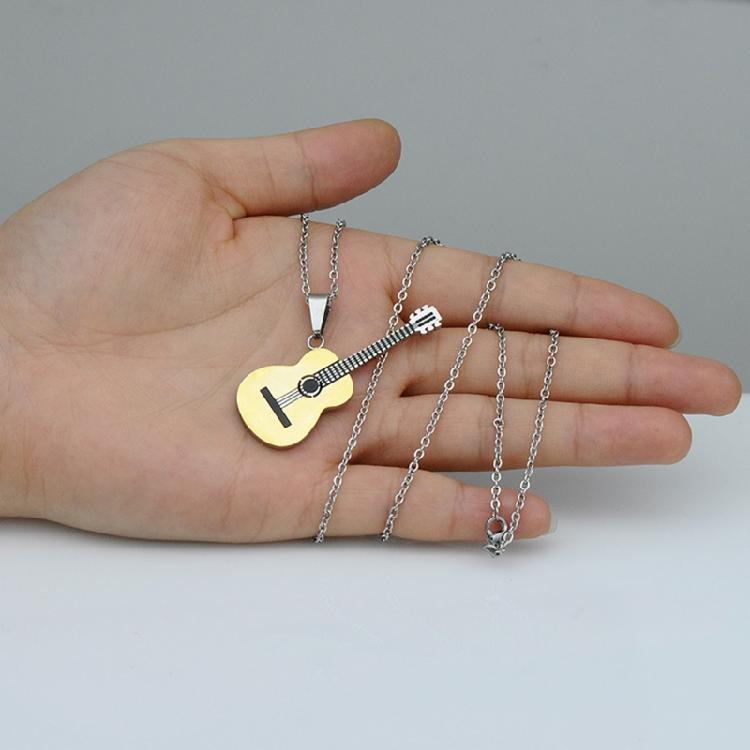 Men's Women's Guitar Pendant with Chain Hip Hop Music Style Pendant Jewelry