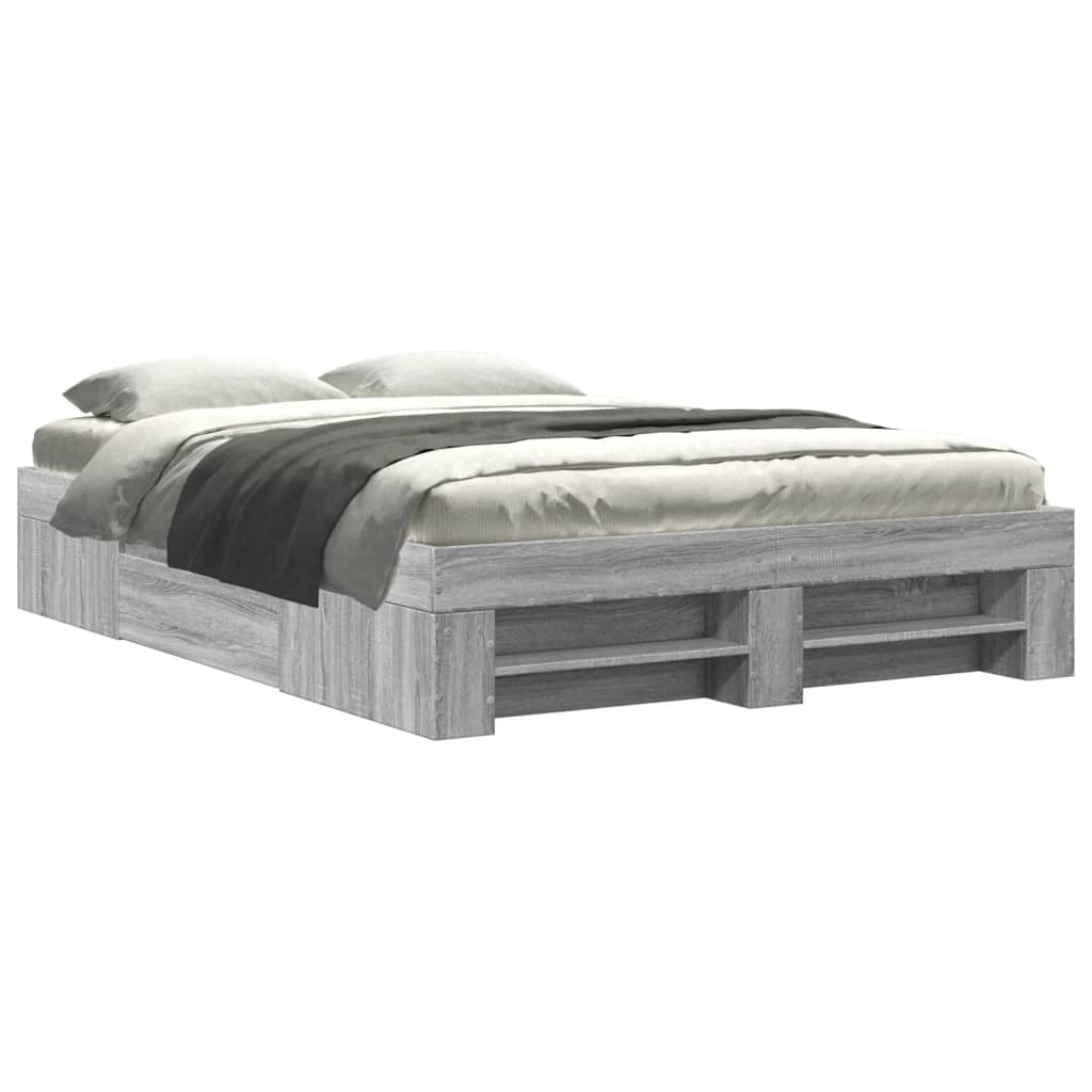 Bed Frame Gray Sonoma 135 x 190 cm Particleboard