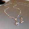Korean Style Rhinestone Water Drop Necklace & Earring Set - Elegant, Shiny Geometric Design