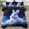 2/3Pcs Quilt Cover Set Cartoon Animal Bunny Printed Duvet Cover Set King Queen Style Bedding Set Polyester Machine Washable