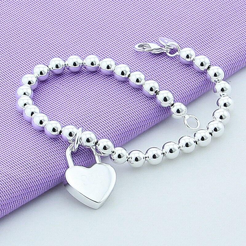 925 Sterling Silber Schmuck Herz Schloss Armband Hochwertige Frauen Charm Armband Für Hochzeit Party
