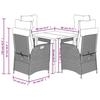 VidaXL Garden Dining Set with Cushions 5 Pcs, Table and Chairs with Adjustable Backrest, Outdoor Furniture, 3213400