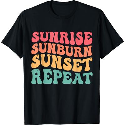 Soluppgång Solbränna Solnedgång Upprepa Sommarvibbar Strand Familjeresa T-shirt