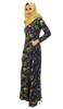 Bimba Womens Muslim Printed Jilbab Dress Designer Abaya With Pockets & Hijab