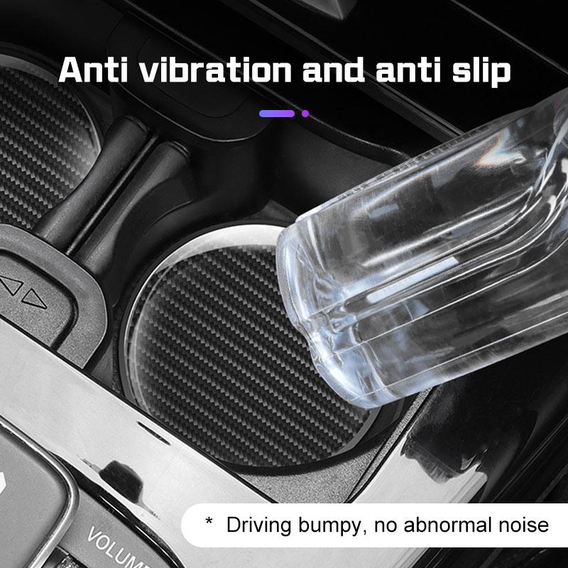 2Pcs Carbon Fiber Leather Car Coaster Water Cup Mat For BMW E38 E46 F15 E90 E92 E87 G20 G30 X1 Non-slip Pad Interior Accessories