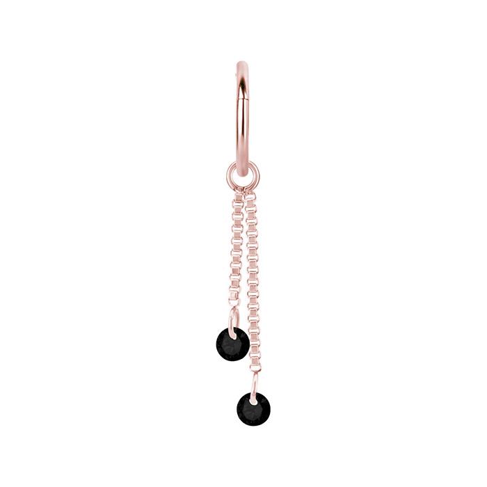 Charm Chain With Black Zircons - Rose Gold - D-071 25 Mm