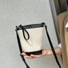 Fashion Versatile Splicing Mini Bucket Bag Women's 2025 Summer Shoulder Oblique Span Bag Korean Version of Casual Mobile Phone Bag Tide