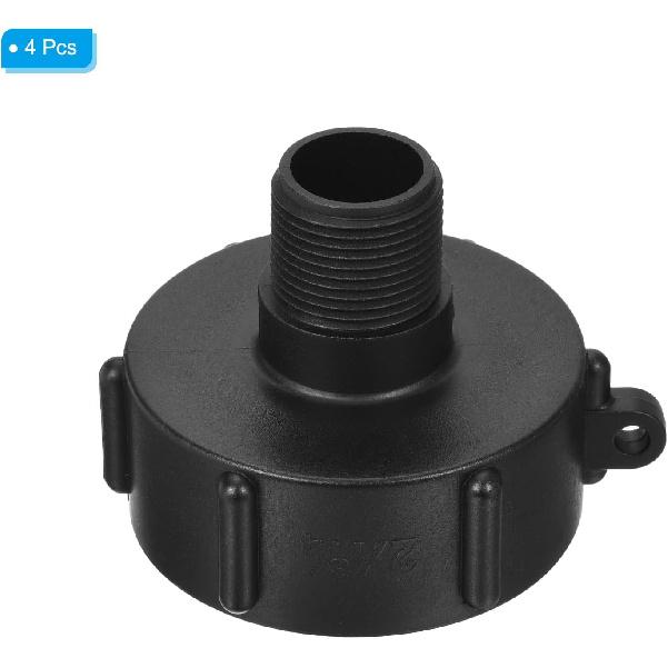 PATIKIL IBC Tote Adapter S60x6 Coarse Thread 1 BSP Male, 4 Pcs 275-330 Gallon Drain Plug Connector for Water Tank Garden Hose