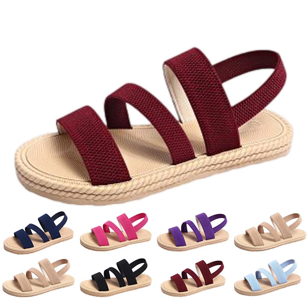 Lightweight soft soled sandals for women summer flat bottomed student Roman sandals for women round headed breathable beach sandals