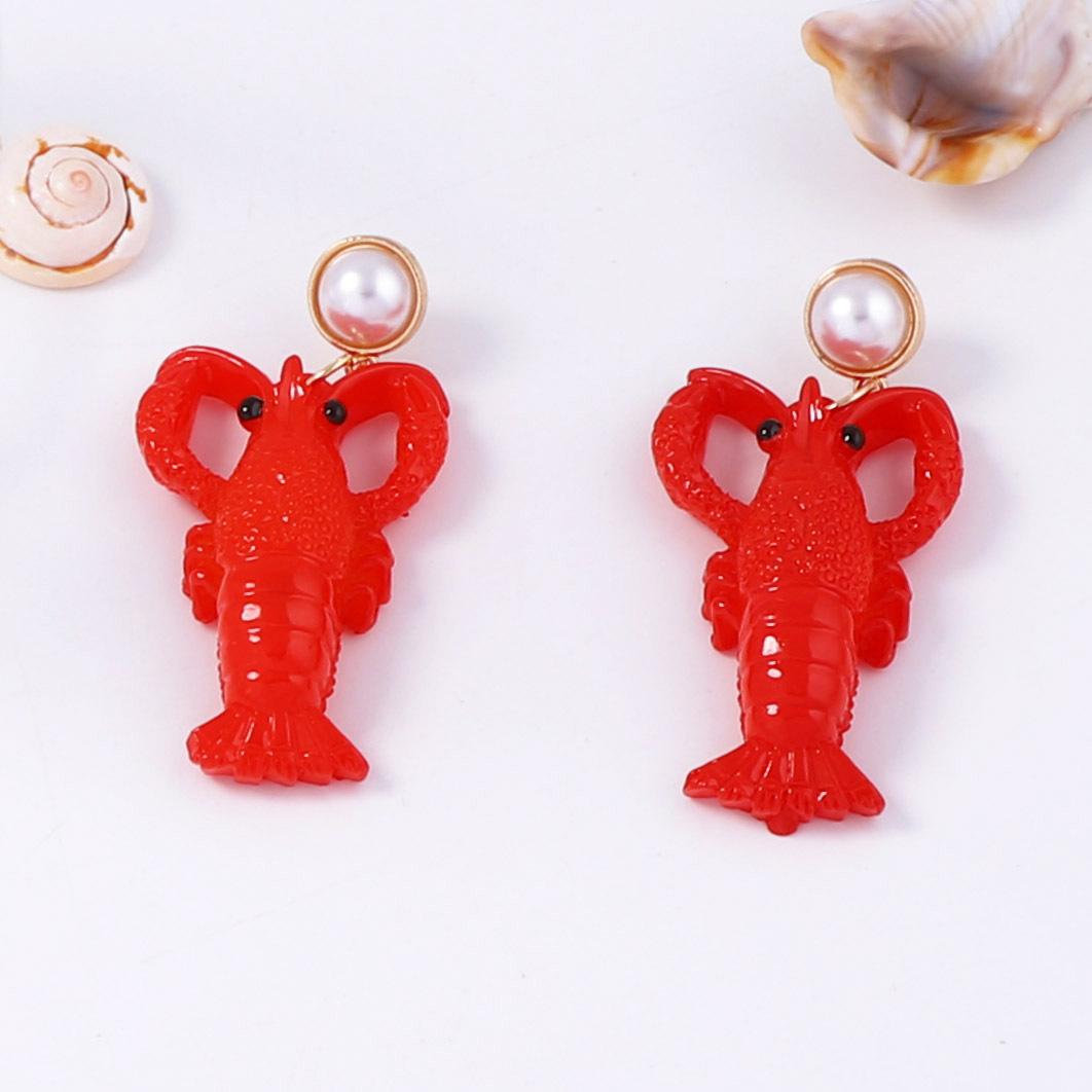 

Приморские серьги, пластик под жемчуг, серьги-подвески с морскими животными, лобстером и крабом, универсальные повседневные женские аксессуары