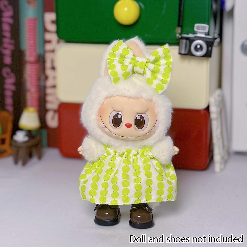 Miniature Dress Bow Suit for 17cm Labubu Dolls Cute DIY Doll Clothes Fashion Accessories Lovely Outfit Gifts for Girls Friends
