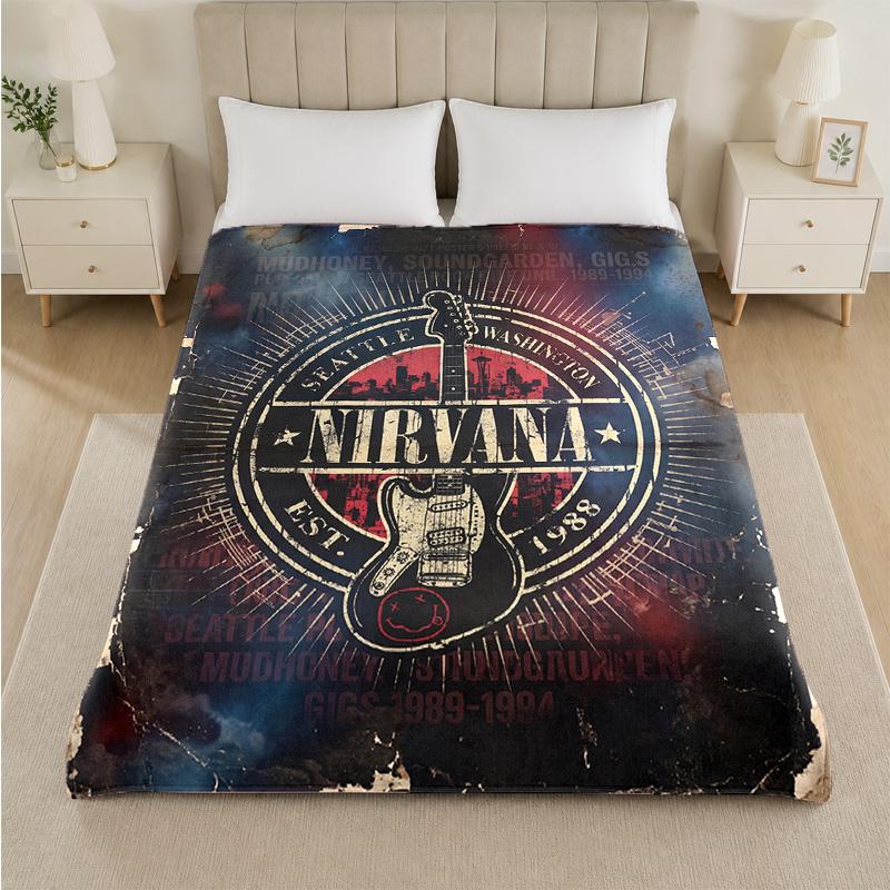 Coperta in Flanella con Stampa Nirvana Morbida e Leggera Coperta Plaid in Peluche per Letto Divano Uso Domestico