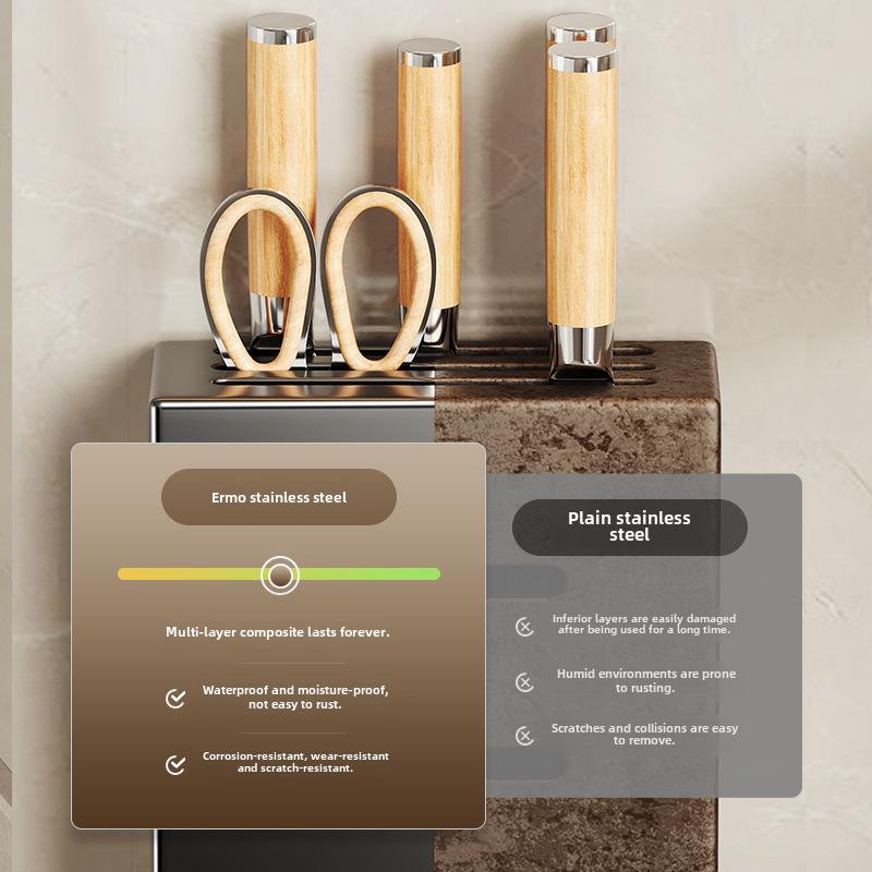 Punch-Free Wall-Mounted Kitchen Knife Storage Rack