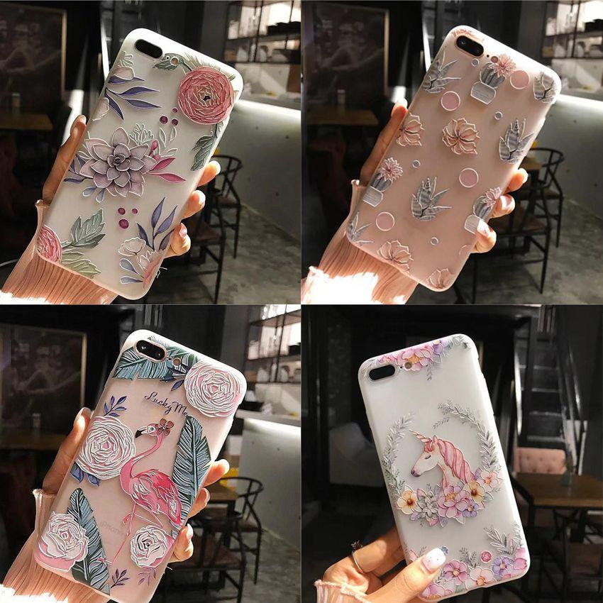 For 87 Iphone Plus X Flower Pattern 3d Cute Soft Case Silicone Tpu Back Cover