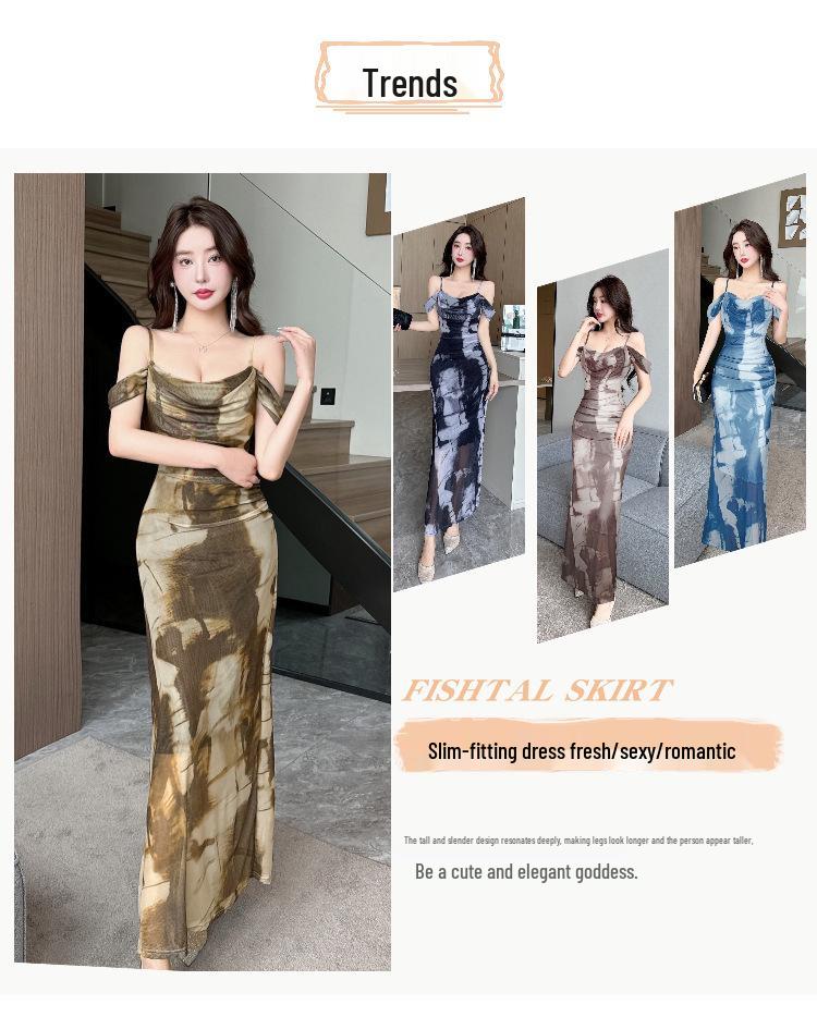 Oil Painting Mesh Cami Bodycon Skirt: Sexy Summer Vacation Dress