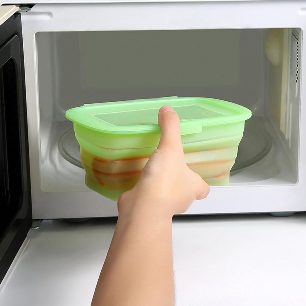 Silicone Folding Storage Box With Lid, Fruit And Vegetable Storage Box, Lunch Box, Scalable