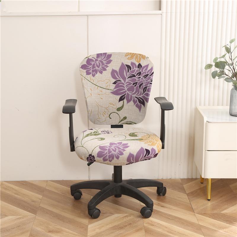 Elastic Office Chair Cover Print Split Computer Armchair Spandex Dust-Proof Seat Covers Stretch Slipcover Living Room