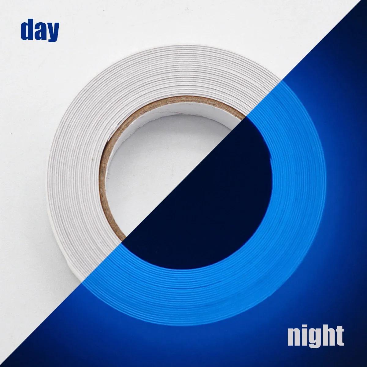 

1 рулон 1,5 см x 3 м флуоресцентной самоклеящейся ленты, светящейся в темноте, для украшения сцены, предупреждения о выходе, светящиеся в темноте наклейки 3M синий