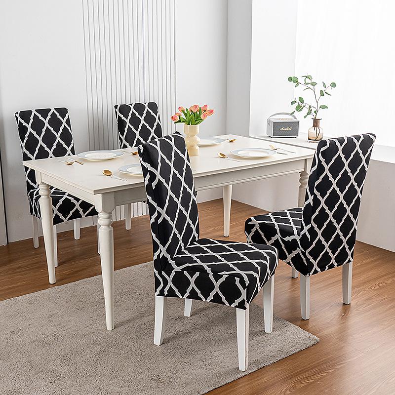 Printed Christmas Day Elastic Chair Cover Household One-Piece Half-Pack Stool Cover Hotel Dining Table Chair Cover