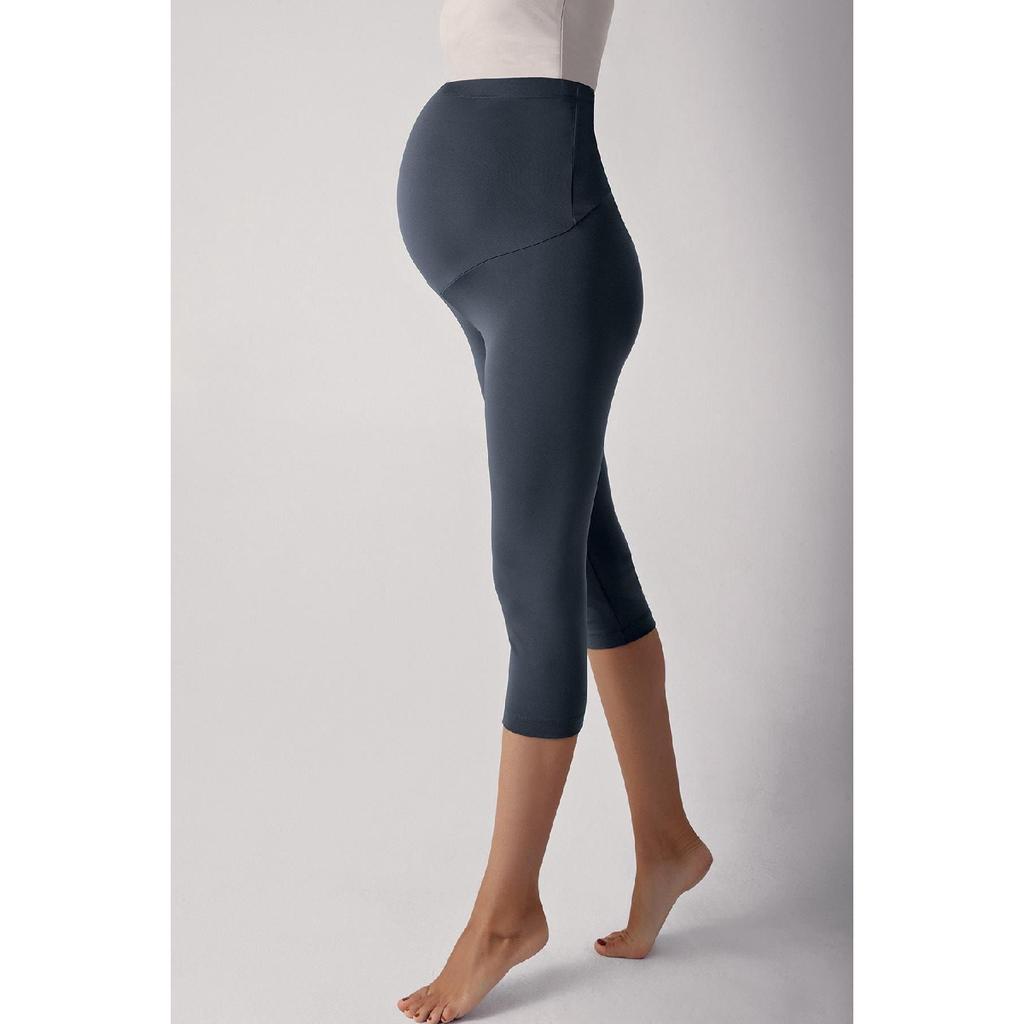 Adjustable High Waist Flexible Gathering Below Knee Capri Maternity Tights T08