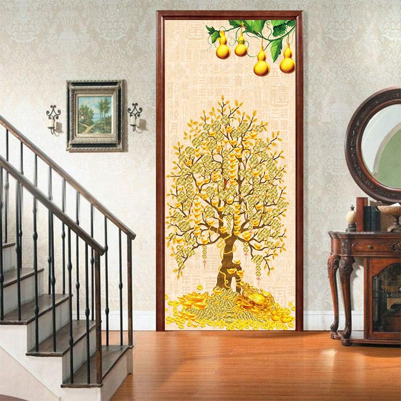 Landscape Door Fridge Decoration Stickers Sunset Simple Abstract Lines Bamboo Wallpaper For Living Room Home Decor Bedroom Art Decals