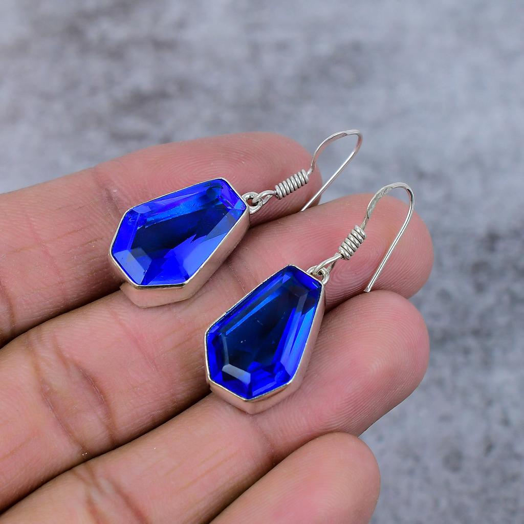 Tanzanite Quartz Gemstone 925 Sterling Silver Jewelry Earring 1.58" M-369