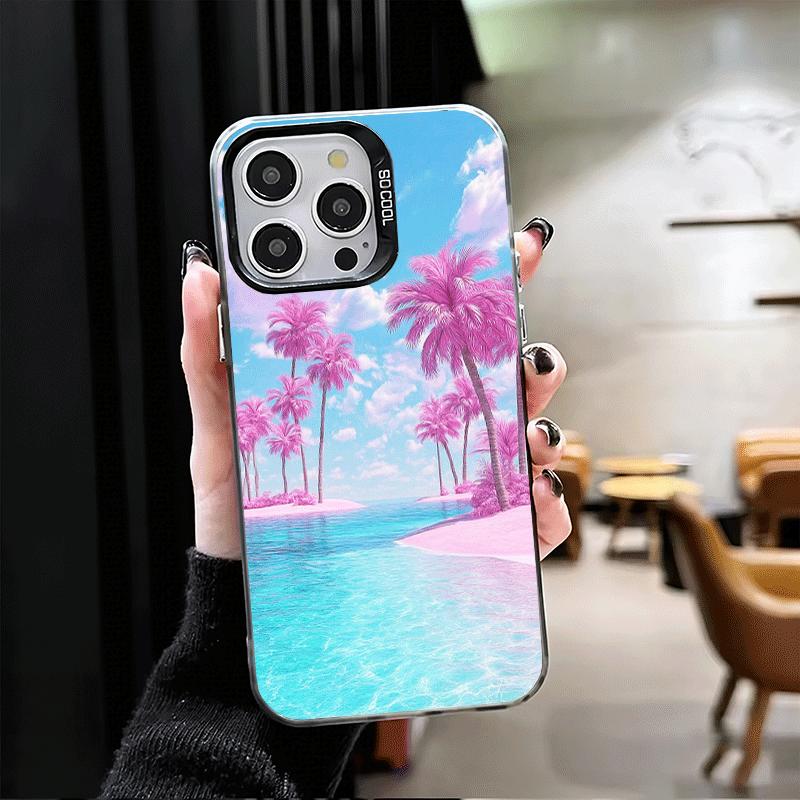 Pink Sunset Beach Dreamy Scenery Shockproof Phone Case for iPhone 17 Air 16 16E 15 Pro Max 14 Plus 13 Mini 12 Back Cover Anti Fa