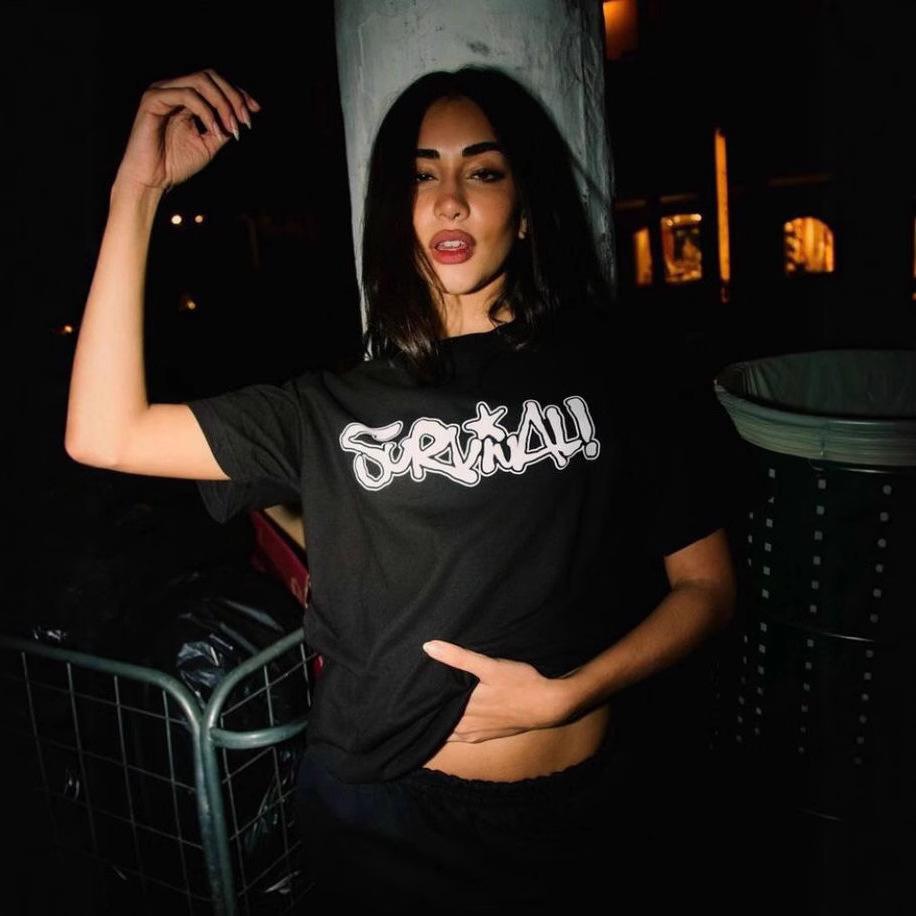 Mens and Womens 2026 Street Style Summer New Roundneck TShirt with Letter Print Short Sleeve Y2K Style M