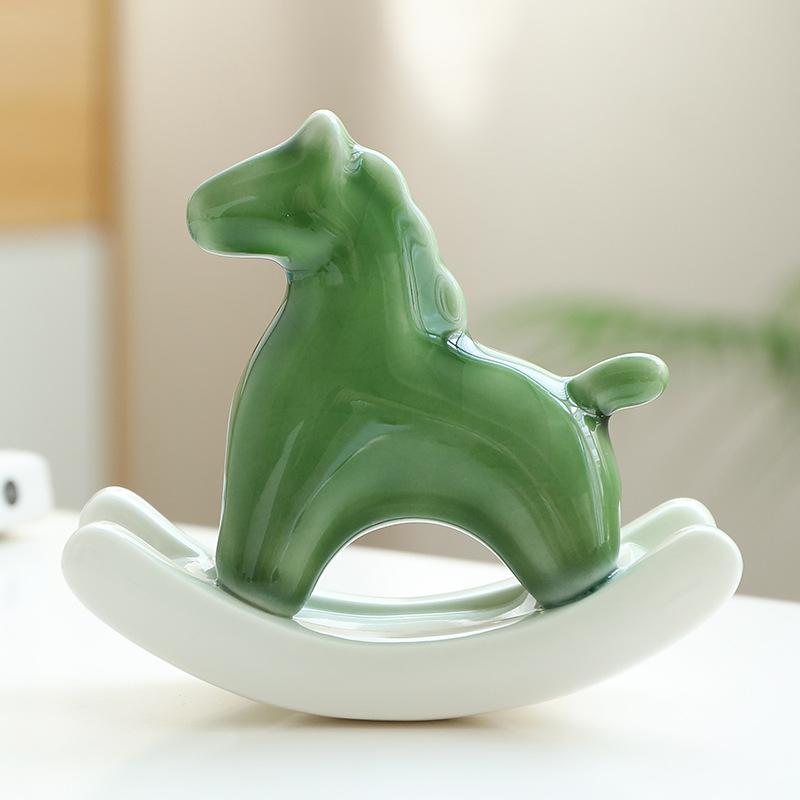 

Modern Minimalist Ceramic Rocking Horse Tea Pet Vintage Lucky Model Tea Figurine Play Toys Tea Statue Ornaments Supplies Craft
