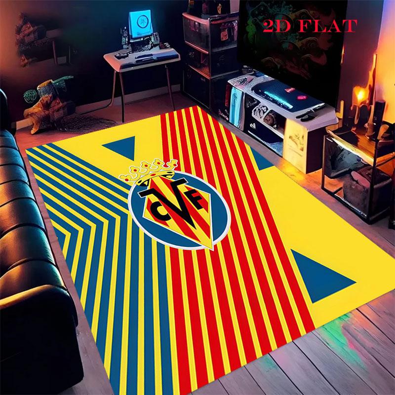 Tappeto Tappeto con Logo Villarreal per Soggiorno Camera da Letto Casa Decorazione Divano, Tappetino Antiscivolo per Giochi Bambini