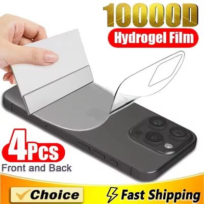 4Pcs Hydrogel Film For iPhone 16 11 12 13 14 15 Pro Max Mini Screen Protector For iPhone XR X XS MAX 16 Plus Back Film Not Glass