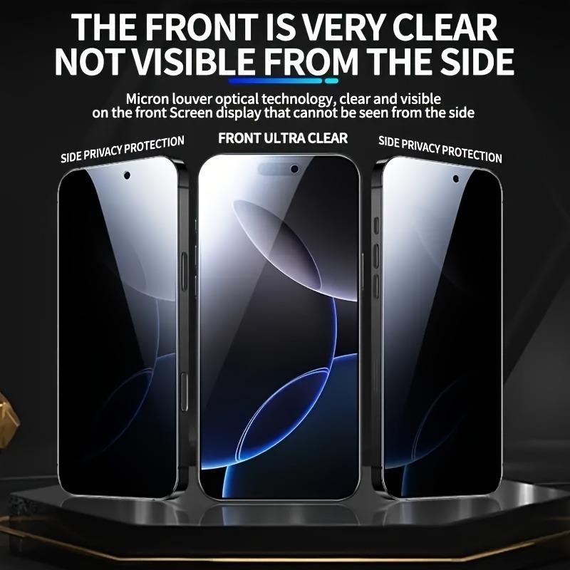4 unidades protetores de tela de privacidade para iPhone 17 16 15 Pro Max 14 13 12 11 Pro Mini 16e 17Air XR XS vidro temperado anti-espião brilhante