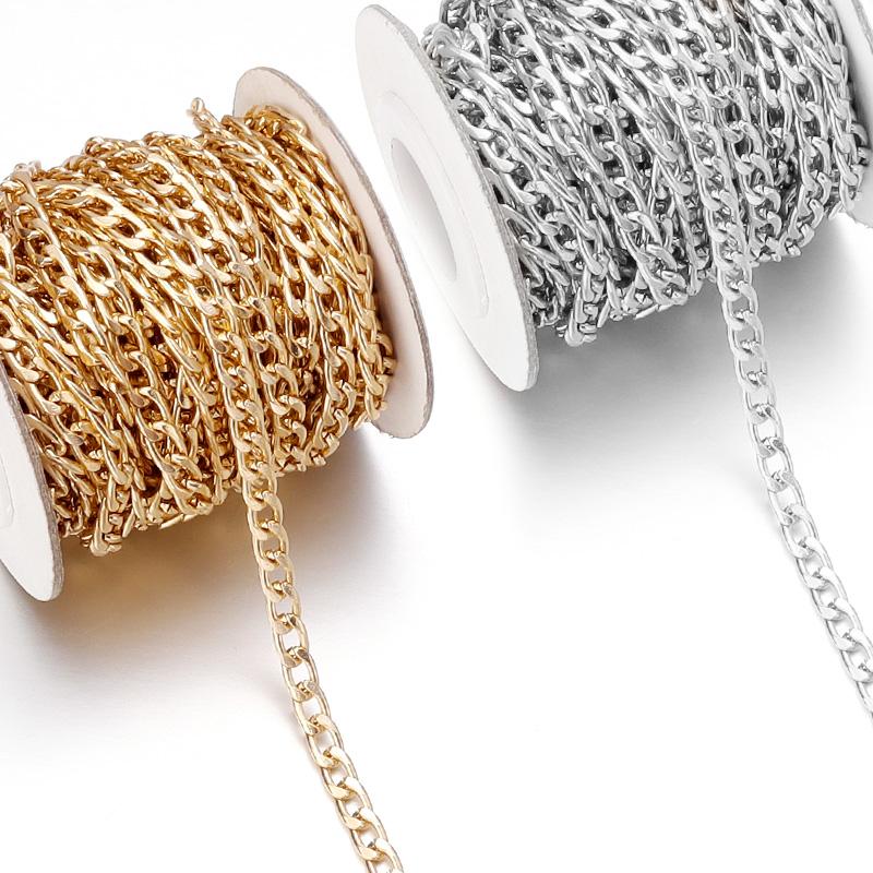 5Yards/Roll Metal Aluminum Chain Twist Chain Bulk Chain For DIY Jewelry Making Necklace Bracelet Clothing Bag Accessory Supplies
