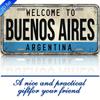 2D Flat, Vintage Buenos Aires Argentina License Plate Wall Art Aluminum Metal Sign - Argentine License Plate Number for Home
