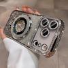 Magnetic Suction Bracket Is Suitable for iPhone17 Gradual Change Glitter Mobile Phone Case 16Pro Electroplated Rhinestone 13 Protective Case