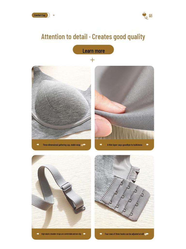 Seamless Comfortable Push-up Bra for Small Chest - Anti-Sag, No Wire, Thin Side Support