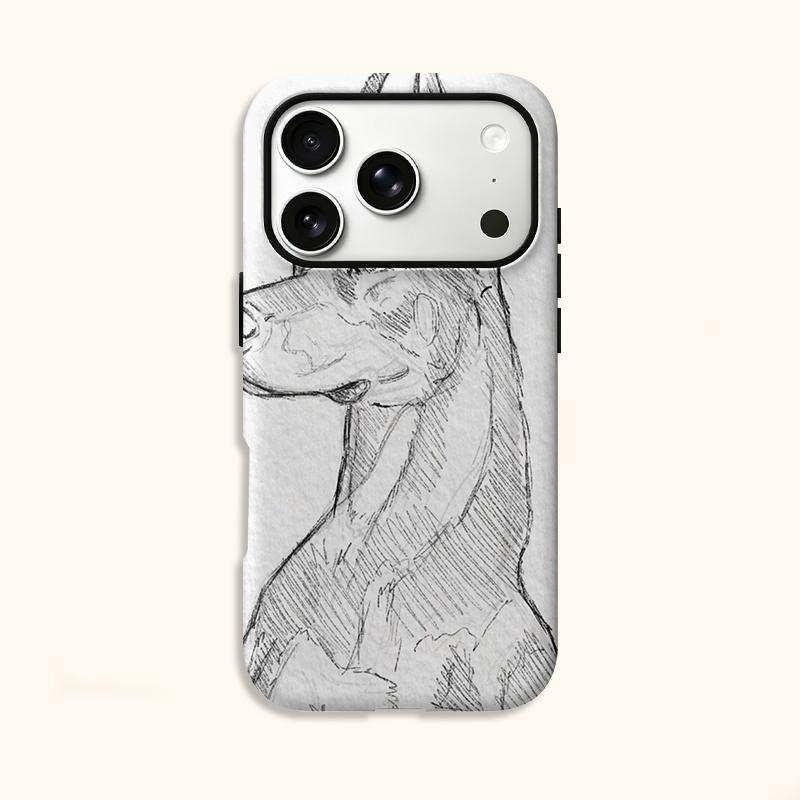 Graceful Minimalist Equestrian Horse Pencil Line Art Sketch Film Aesthetic Protective Shockproof Bumper Case For iPhone 14 15 16 Pro Max Plus