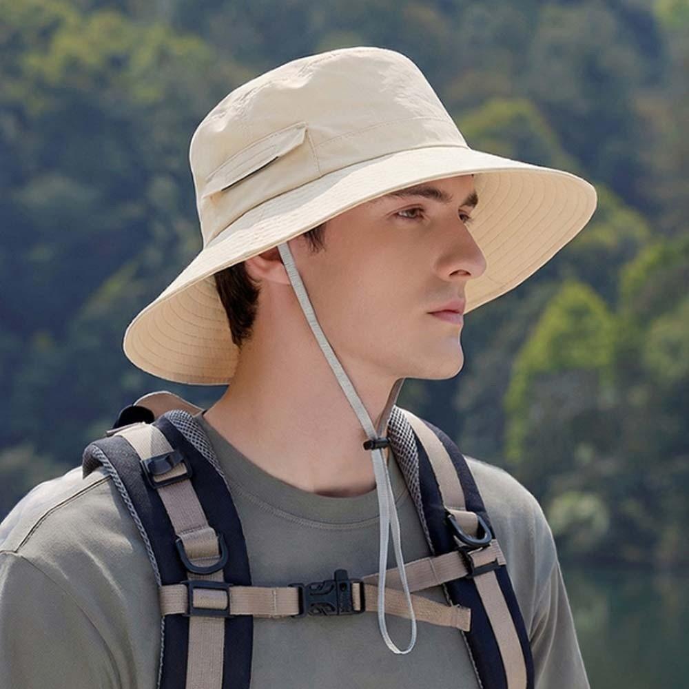 Drawstring Sunshade Fishing Hat Nylon Sunscreen Basin Cap Sun Cap Men's Fisherman Hat Summer