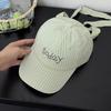 Embroidered Letter Baseball Cap Striped Design Sweet Bow Tie Sports Hat Bow Ribbon Design Cotton Material Embroidered Letter Cap