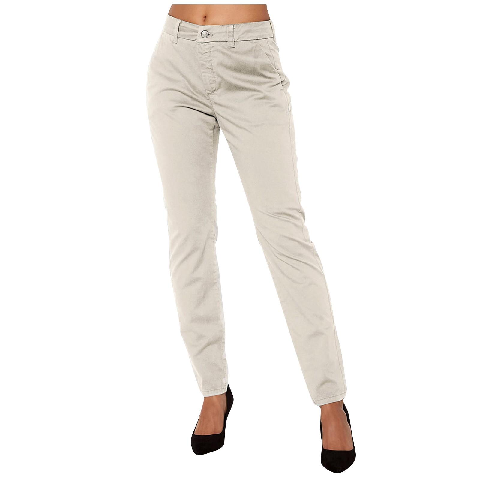 

Сплошной цвет повседневных костюмных брюк с высокой талией, женские повседневные модные прямые узкие брюки с карманами M хаки