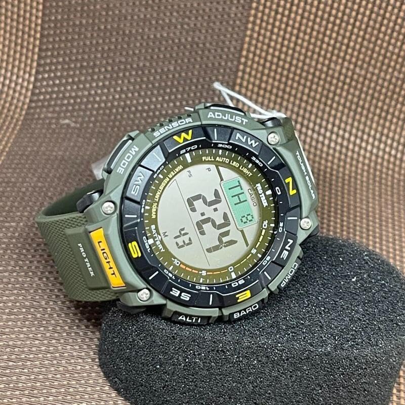 Men's ProTrek Triple Sensor Atomic Watch with Altimeter, Barometer, Thermometer, Compass, World Time, Green 52mm