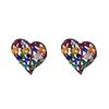 Valentine's Day Personality Trend, Fashionable, Simple, Inlaid with Colored Zircon Cutouts, Love Studs, and Versatile Everyday Women's Style