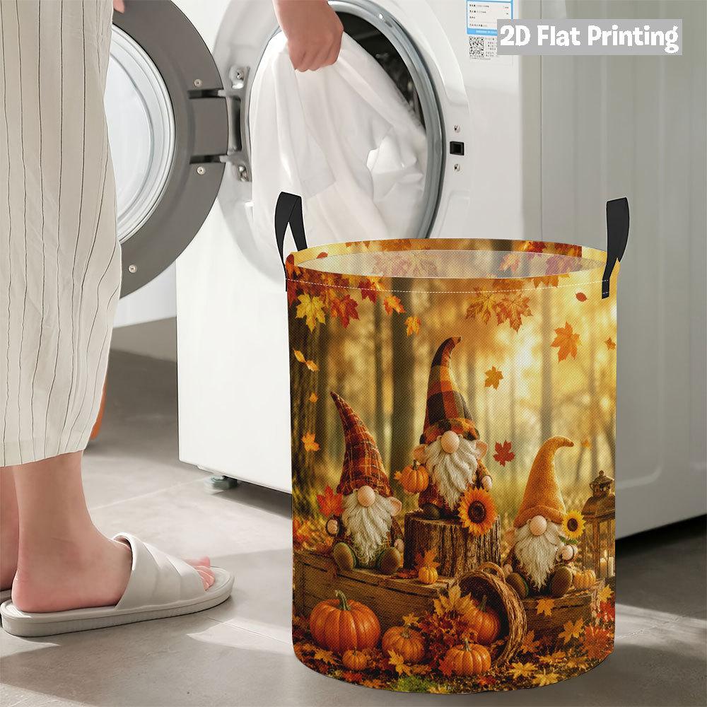 Collapsible Laundry Basket Large Round Waterproof Fabric Hamper Dirty Clothes Storage Bin Toy Organizer with Handles