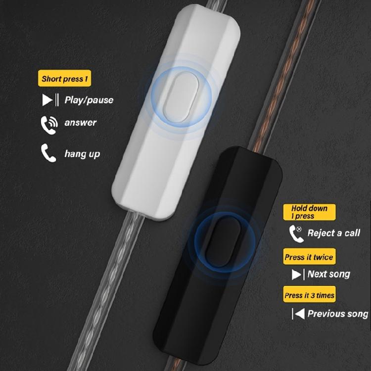 Dynamic Unit Pluggable Earbud Heavy HIFI Corded Control In Ear Headphones High Resolution Music Earphones